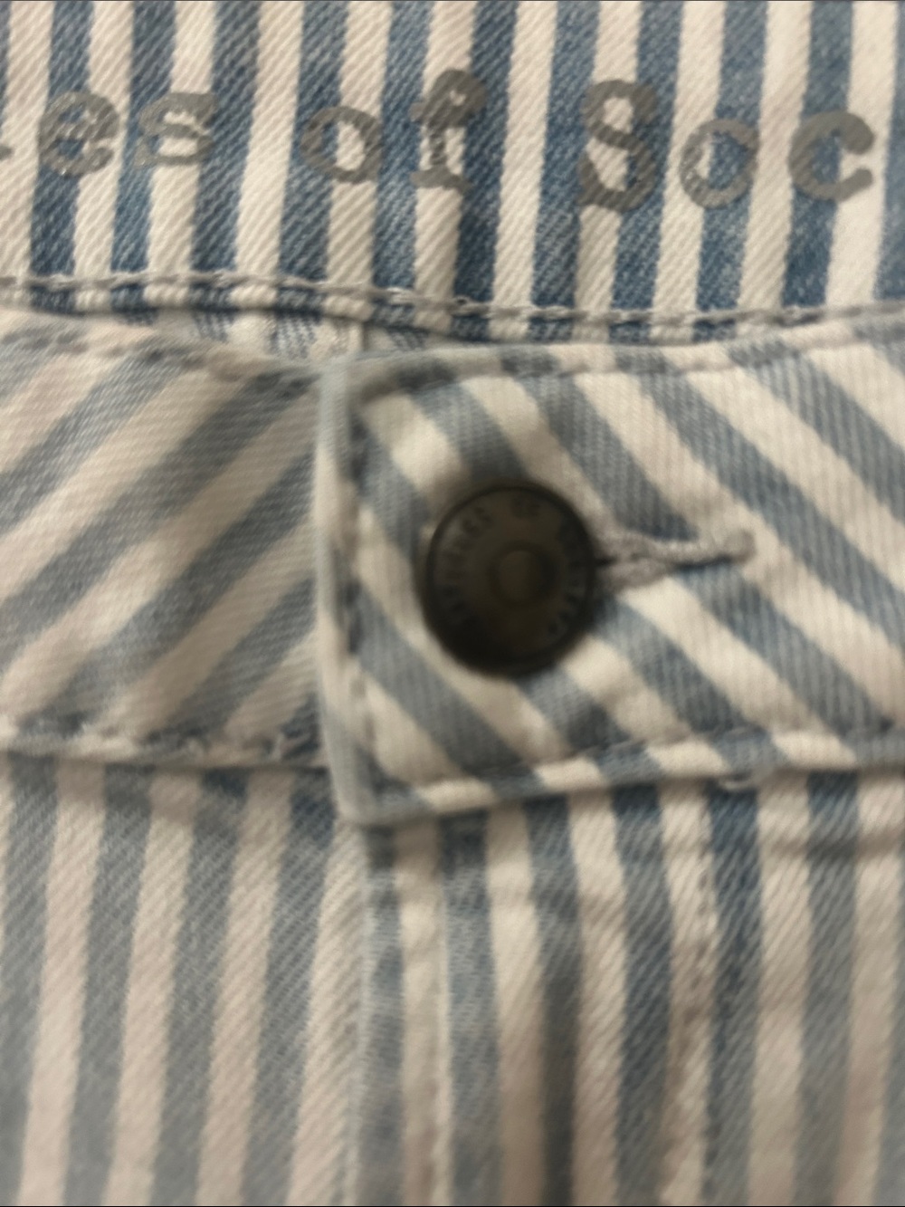 Articles Of Society Blue & White Striped Jeans - High Rise Detail - Picture 7 of 8
